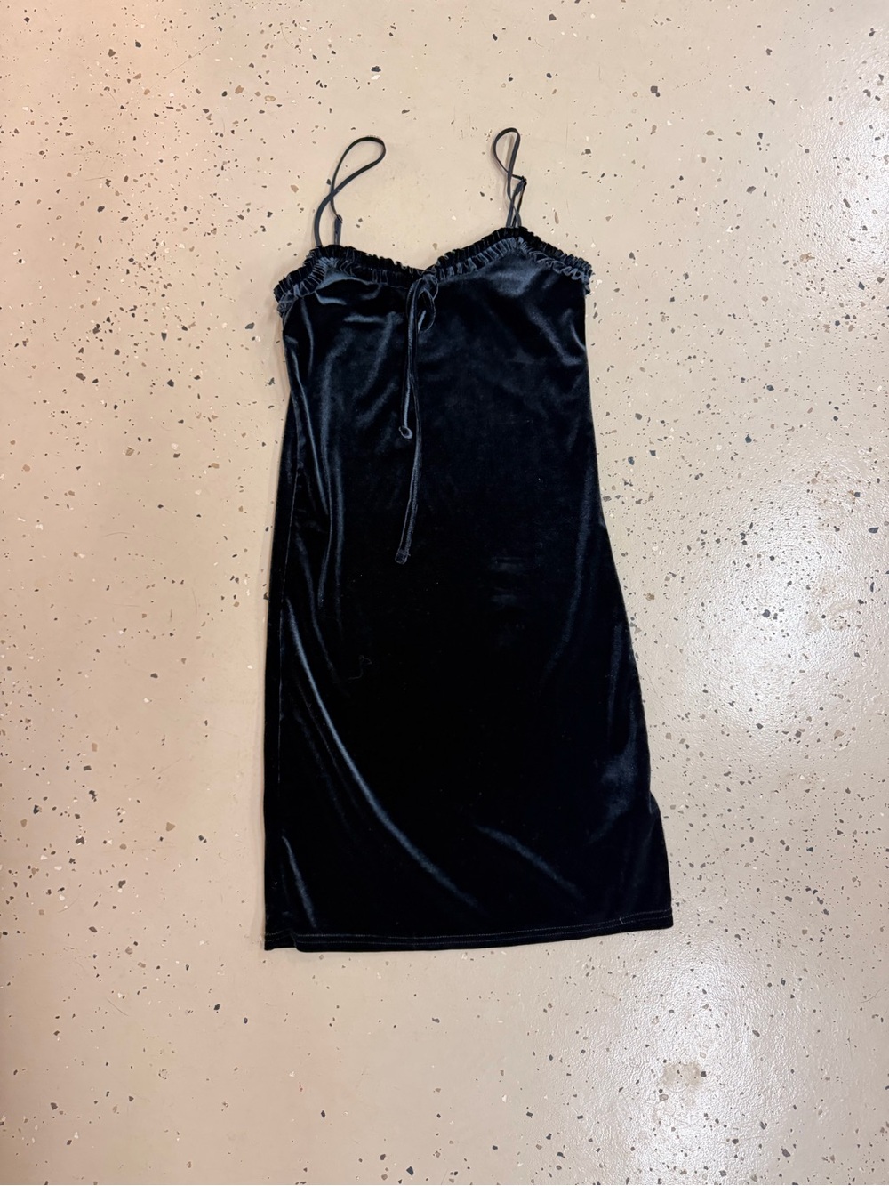 Urban Outfitters Black Velvet Spaghetti Strap Slip